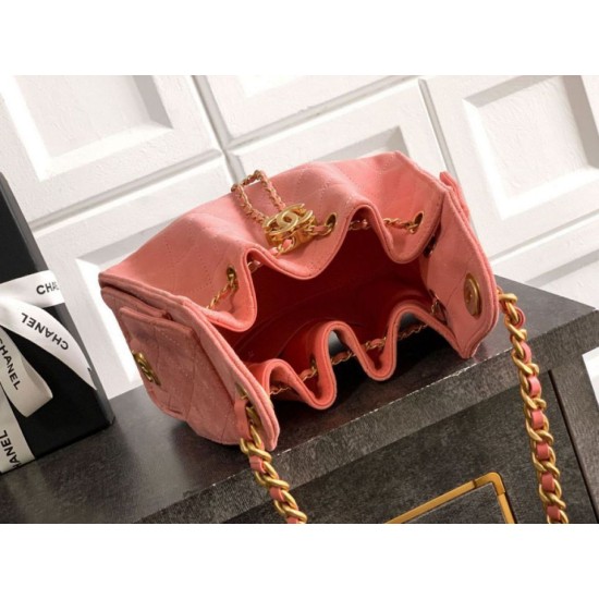 Replica di lusso Borse Chanel 25 Mini Hobo AS5631 pelle di vitello scamosciata rosa Imitazioni Cloni Borse Chanel 25 Mini Hobo AS5631 pelle di vitello scamosciata rosa firmate
