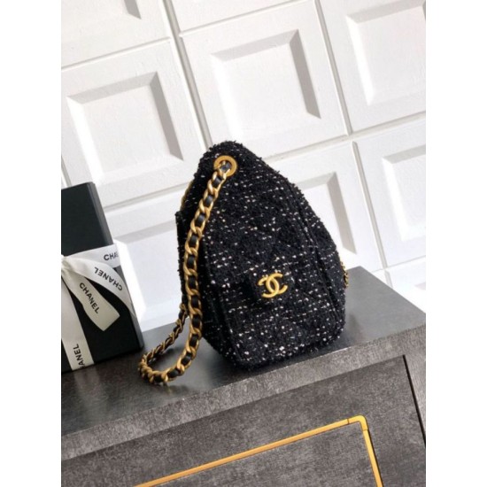Replica di lusso Borse Chanel 25 piccola Hobo tweed multicolore AS5631 Nero Imitazioni Cloni Borse Chanel 25 piccola Hobo tweed multicolore AS5631 Nero firmate