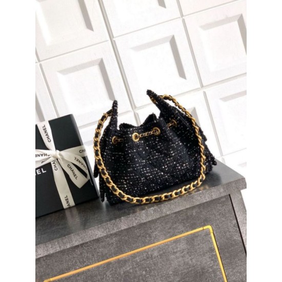 Replica di lusso Borse Chanel 25 piccola Hobo tweed multicolore AS5631 Nero Imitazioni Cloni Borse Chanel 25 piccola Hobo tweed multicolore AS5631 Nero firmate