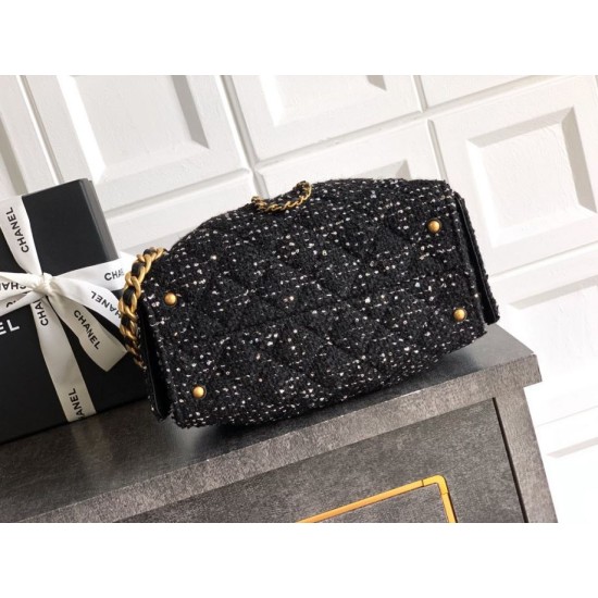 Replica di lusso Borse Chanel 25 piccola Hobo tweed multicolore AS5631 Nero Imitazioni Cloni Borse Chanel 25 piccola Hobo tweed multicolore AS5631 Nero firmate