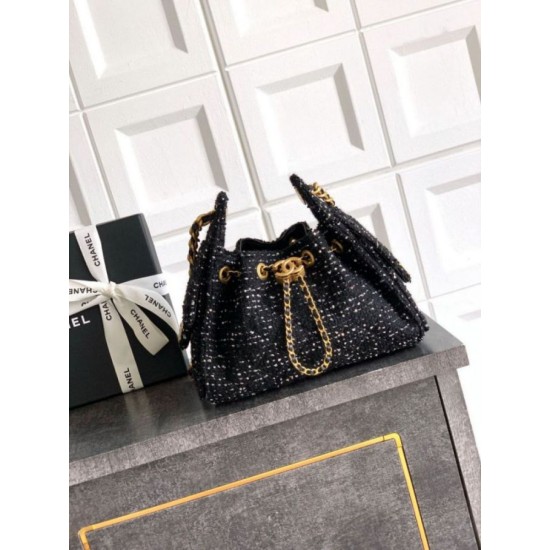Replica di lusso Borse Chanel 25 piccola Hobo tweed multicolore AS5631 Nero Imitazioni Cloni Borse Chanel 25 piccola Hobo tweed multicolore AS5631 Nero firmate
