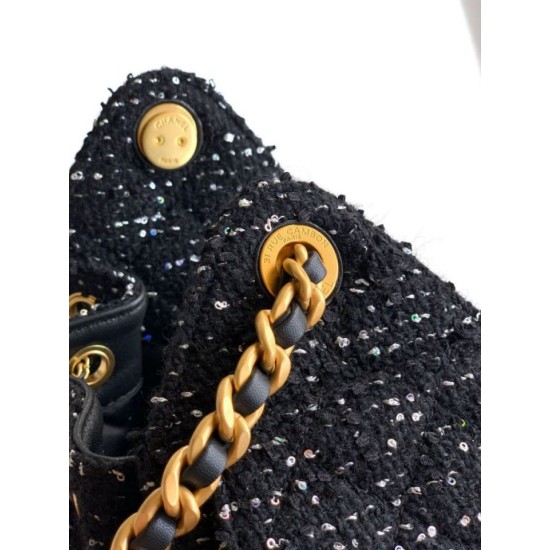 Replica di lusso Borse Chanel 25 piccola Hobo tweed multicolore AS5631 Nero Imitazioni Cloni Borse Chanel 25 piccola Hobo tweed multicolore AS5631 Nero firmate