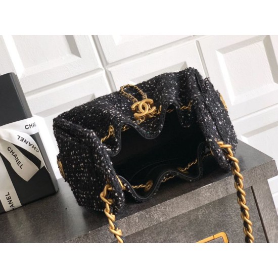 Replica di lusso Borse Chanel 25 piccola Hobo tweed multicolore AS5631 Nero Imitazioni Cloni Borse Chanel 25 piccola Hobo tweed multicolore AS5631 Nero firmate
