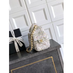 Borse Chanel 25 piccola Hobo tweed multicolore AS5631 bianca Borse Chanel 25 piccola Hobo tweed multicolore AS5631 bianca