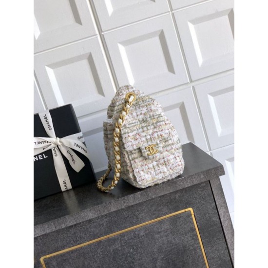 Replica di lusso Borse Chanel 25 piccola Hobo tweed multicolore AS5631 bianca Imitazioni Cloni Borse Chanel 25 piccola Hobo tweed multicolore AS5631 bianca firmate