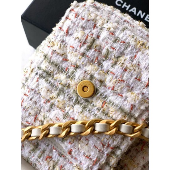 Replica di lusso Borse Chanel 25 piccola Hobo tweed multicolore AS5631 bianca Imitazioni Cloni Borse Chanel 25 piccola Hobo tweed multicolore AS5631 bianca firmate
