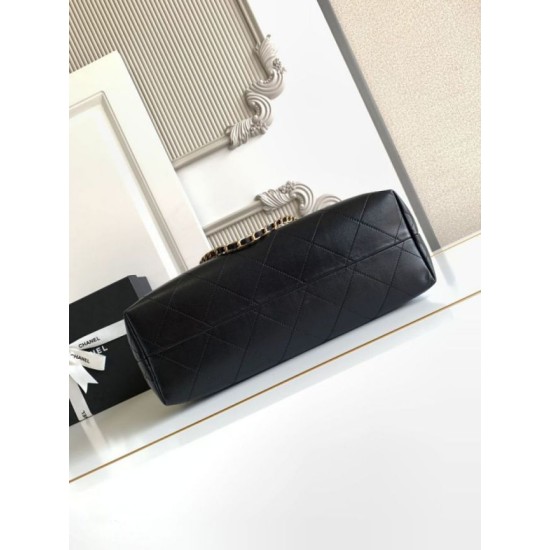 Replica di lusso Borsa shopping Chanel 25A piccola stile Hobo AS5634 scamosciata/agnello Nero Imitazioni Cloni Borsa shopping Chanel 25A piccola stile Hobo AS5634 scamosciata/agnello Nero firmate