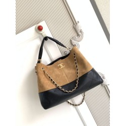 Borse shopping Chanel 25A piccola stile Hobo AS5634 scamosciata/agnello Marrone/Nero