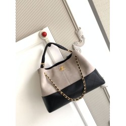 Borse shopping Chanel 25A piccola stile Hobo AS5634 scamosciata/agnello Grigio/Nero