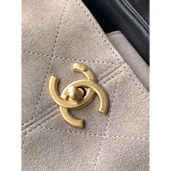 Replica di lusso Borse Firmate shopping Chanel 25A piccola stile Hobo AS5634 scamosciata/agnello Grigio/Nero Imitazioni Cloni Borse Firmate Replica shopping Chanel 25A piccola stile Hobo AS5634 scamosciata/agnello Grigio/Nero firmate