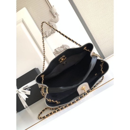 Replica di lusso Borse Firmate shopping Chanel 25A piccola stile Hobo AS5634 scamosciata/agnello Grigio/Nero Imitazioni Cloni Borse Firmate Replica shopping Chanel 25A piccola stile Hobo AS5634 scamosciata/agnello Grigio/Nero firmate