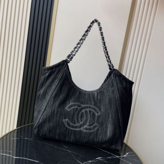 Replica di lusso Borsa tote Chanel vintega Denim XL Coco Cabas AS2138 Imitazioni Cloni Borsa tote Chanel vintega Denim XL Coco Cabas AS2138 firmate