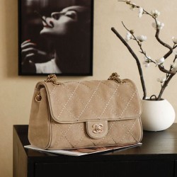 Replica di lusso Borse Chanel Maxi Flap scamosciata Marrone Imitazioni Replica Borse Chanel Maxi Flap scamosciata Marrone firmate