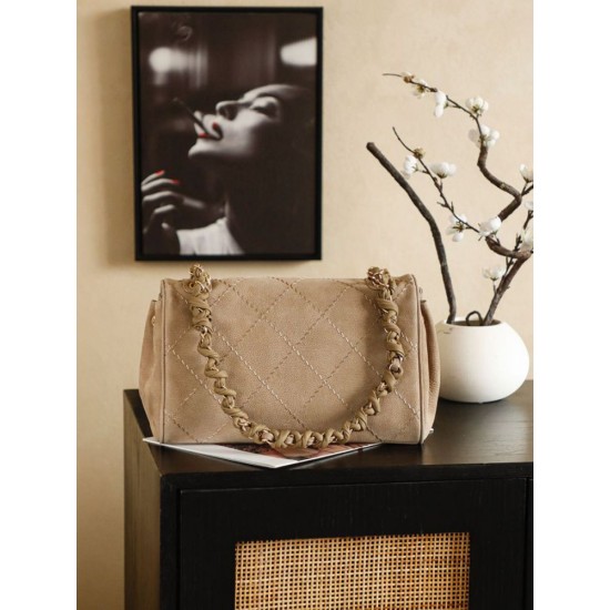 Replica di lusso Borse Chanel Maxi Flap scamosciata Marrone Imitazioni Replica Borse Chanel Maxi Flap scamosciata Marrone firmate