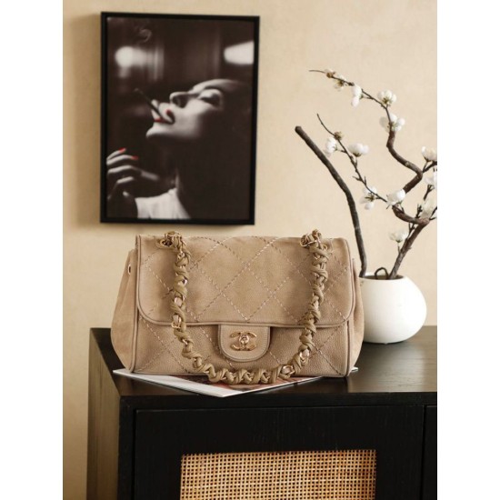 Replica di lusso Borse Chanel Maxi Flap scamosciata Marrone Imitazioni Replica Borse Chanel Maxi Flap scamosciata Marrone firmate