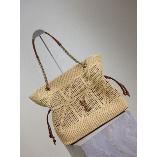Replica di lusso Borse shopping Jamie YSL Saint Laurent Rafia Naturale Imitazioni Cloni Borse shopping Jamie YSL Saint Laurent Rafia Naturale firmate
