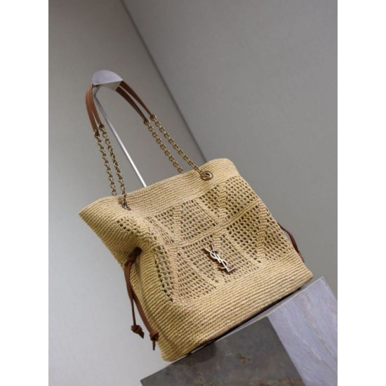 Replica di lusso Borse shopping Jamie YSL Saint Laurent Rafia Naturale Imitazioni Cloni Borse shopping Jamie YSL Saint Laurent Rafia Naturale firmate