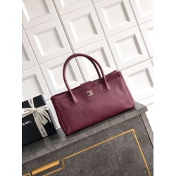 Borse shopper Chanel Cerf Executive in pelle di vitello 32cm Borgogna