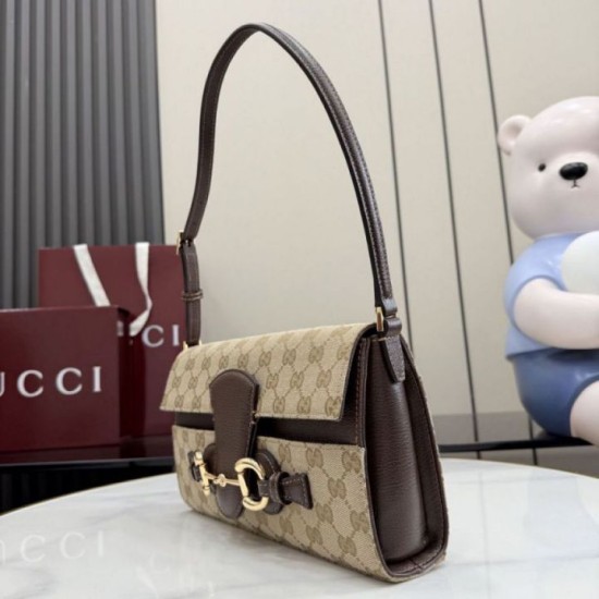 Replica di lusso Borse Firmate a tracolla media Gucci Horsebit Ristretto A0020Y marrone Imitazioni Cloni Borse Firmate Replica a tracolla media Gucci Horsebit Ristretto A0020Y marrone firmate