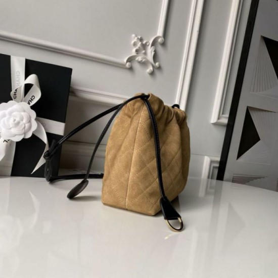 Cloni Borsa a secchiello Chanel AP5317 con coulisse scamosciata marrone firmate