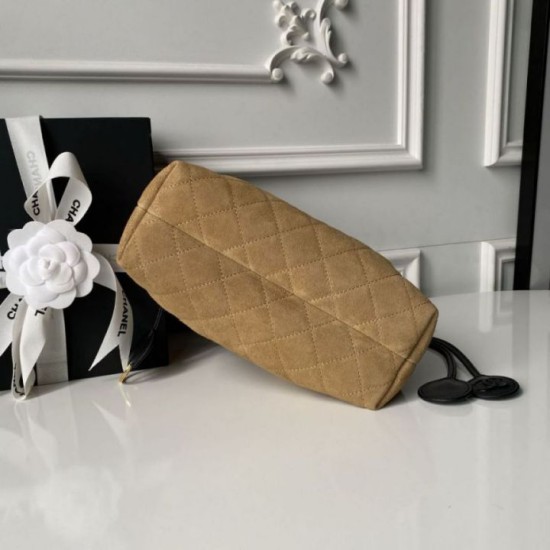Cloni Borsa a secchiello Chanel AP5317 con coulisse scamosciata marrone firmate