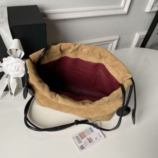 Cloni Borsa a secchiello Chanel AP5317 con coulisse scamosciata marrone firmate