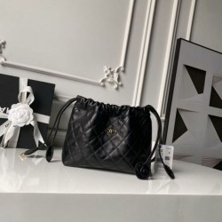 Borsa a secchiello trapuntata Chanel 26s con coulisse AP5317 Nero
