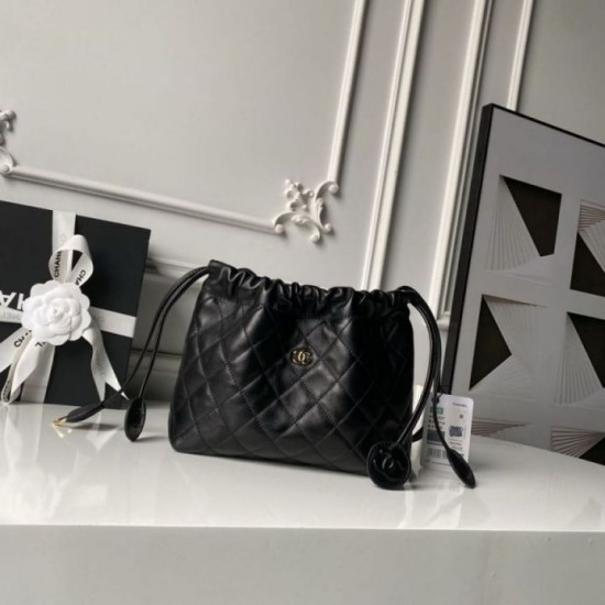 Replica di lusso Borsa a secchiello trapuntata Chanel 26s con coulisse AP5317 Nero Imitazioni Cloni Borsa a secchiello trapuntata Chanel 26s con coulisse AP5317 Nero firmate
