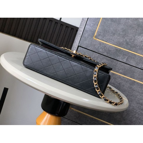 Replica di lusso Borsa a mano Chanel classica Flap A1112 nera 20/25cm Imitazioni Cloni Borsa a mano Chanel classica Flap A1112 nera 20/25cm firmate