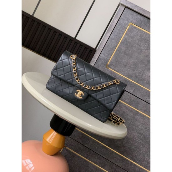 Replica di lusso Borsa a mano Chanel classica Flap A1112 nera 20/25cm Imitazioni Cloni Borsa a mano Chanel classica Flap A1112 nera 20/25cm firmate