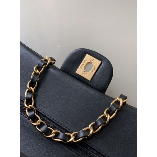 Replica di lusso Borsa a mano Chanel classica Flap A1112 nera 20/25cm Imitazioni Cloni Borsa a mano Chanel classica Flap A1112 nera 20/25cm firmate