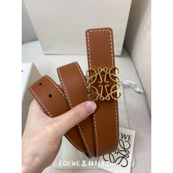 Replica di lusso Cintura reversibile Loewe Anagram 32mm Marrone/Blu Imitazioni Cloni Cintura reversibile Loewe Anagram 32mm Marrone/Blu firmate