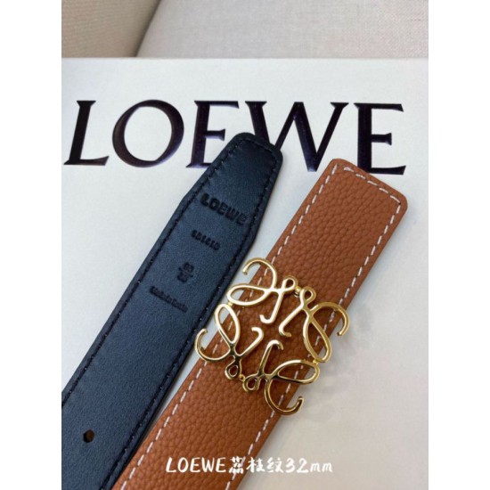 Replica di lusso Cintura reversibile Loewe Anagram 32mm Marrone/Blu Imitazioni Cloni Cintura reversibile Loewe Anagram 32mm Marrone/Blu firmate