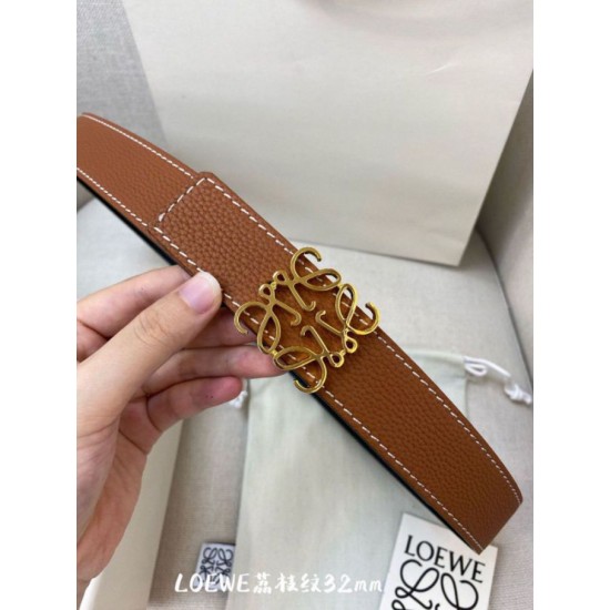 Replica di lusso Cintura reversibile Loewe Anagram 32mm Marrone/Blu Imitazioni Cloni Cintura reversibile Loewe Anagram 32mm Marrone/Blu firmate