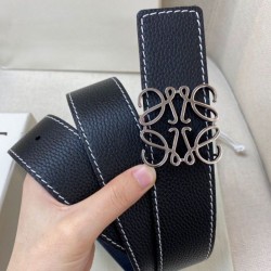 Replica di lusso Cintura reversibile Loewe Anagram 40 mm nera/blu navy Imitazioni Cloni Cintura reversibile Loewe Anagram 40 mm nera/blu navy firmate