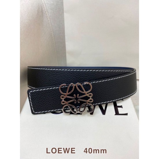 Replica di lusso Cintura reversibile Loewe Anagram 40 mm nera/blu navy Imitazioni Cloni Cintura reversibile Loewe Anagram 40 mm nera/blu navy firmate