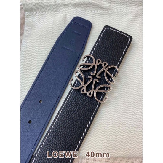 Replica di lusso Cintura reversibile Loewe Anagram 40 mm nera/blu navy Imitazioni Cloni Cintura reversibile Loewe Anagram 40 mm nera/blu navy firmate