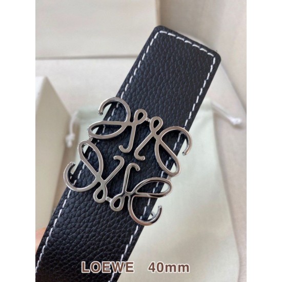 Replica di lusso Cintura reversibile Loewe Anagram 40 mm nera/blu navy Imitazioni Cloni Cintura reversibile Loewe Anagram 40 mm nera/blu navy firmate