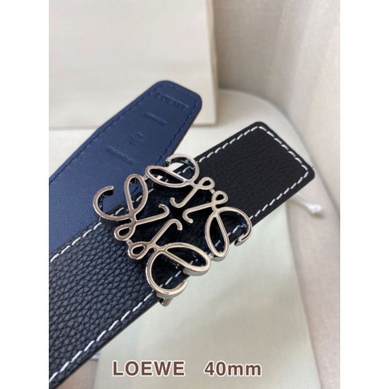 Replica di lusso Cintura reversibile Loewe Anagram 40 mm nera/blu navy Imitazioni Cloni Cintura reversibile Loewe Anagram 40 mm nera/blu navy firmate