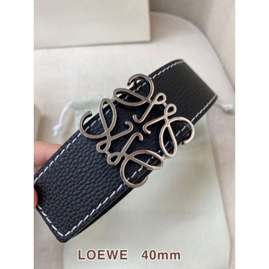 Replica di lusso Cintura reversibile Loewe Anagram 40 mm nera/blu navy Imitazioni Cloni Cintura reversibile Loewe Anagram 40 mm nera/blu navy firmate