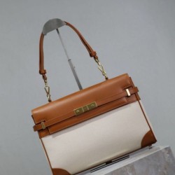 Cloni Borsa a tracolla con manico superiore YSL Saint Laurent Manhattan marrone firmate