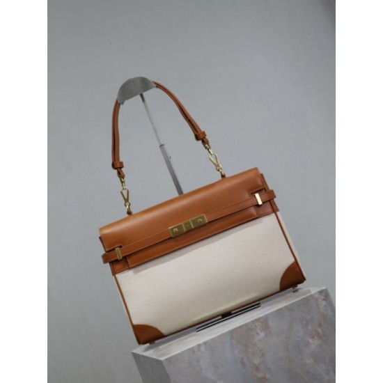 Replica di lusso Borsa a tracolla con manico superiore YSL Saint Laurent Manhattan marrone Imitazioni Cloni Borsa a tracolla con manico superiore YSL Saint Laurent Manhattan marrone firmate