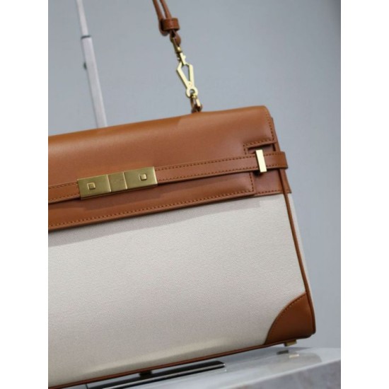 Replica di lusso Borsa a tracolla con manico superiore YSL Saint Laurent Manhattan marrone Imitazioni Cloni Borsa a tracolla con manico superiore YSL Saint Laurent Manhattan marrone firmate