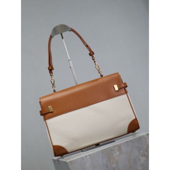 Replica di lusso Borsa a tracolla con manico superiore YSL Saint Laurent Manhattan marrone Imitazioni Cloni Borsa a tracolla con manico superiore YSL Saint Laurent Manhattan marrone firmate