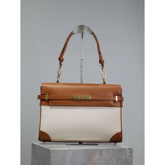 Replica di lusso Borsa a tracolla con manico superiore YSL Saint Laurent Manhattan marrone Imitazioni Cloni Borsa a tracolla con manico superiore YSL Saint Laurent Manhattan marrone firmate