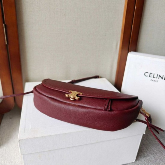 Replica di lusso Borse Celine Halfmoon piccola morbida Triomphe bordeaux Imitazioni Cloni Borse Replica Celine Halfmoon piccola morbida Triomphe bordeaux firmate