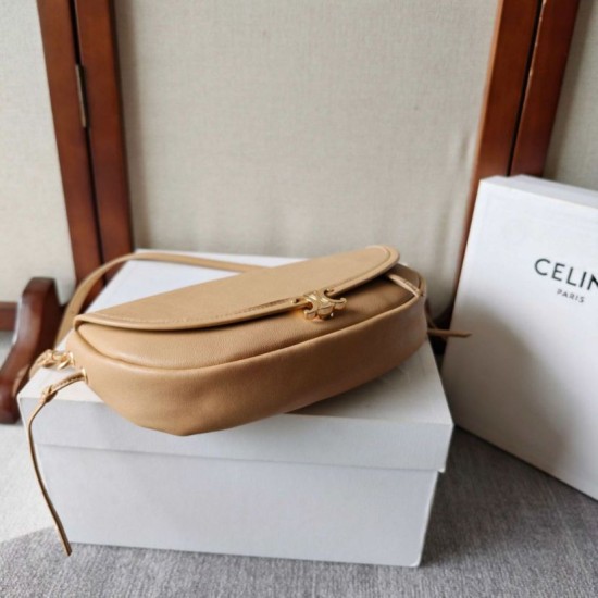 Replica di lusso Borsa Celine Halfmoon piccola morbida Triomphe albicocca Imitazioni Cloni Borsa Celine Halfmoon piccola morbida Triomphe albicocca firmate
