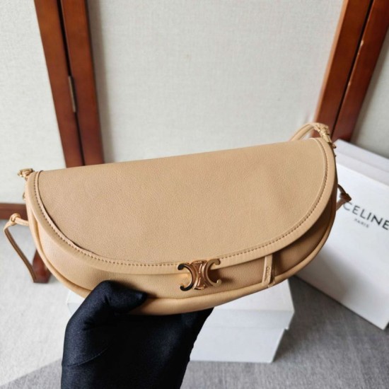 Replica di lusso Borsa Celine Halfmoon piccola morbida Triomphe albicocca Imitazioni Cloni Borsa Celine Halfmoon piccola morbida Triomphe albicocca firmate