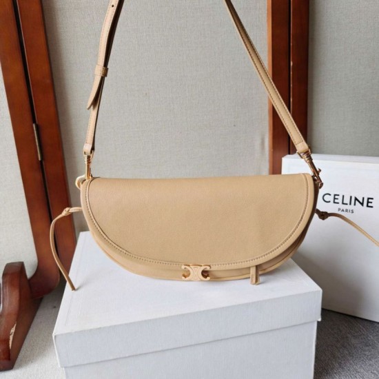 Replica di lusso Borsa Celine Halfmoon piccola morbida Triomphe albicocca Imitazioni Cloni Borsa Celine Halfmoon piccola morbida Triomphe albicocca firmate