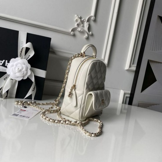 Replica di lusso Zaino Chanel Mini Classic trapuntato con logo CC AP3663 bianco Imitazioni Cloni Zaino Chanel Mini Classic trapuntato con logo CC AP3663 bianco firmate